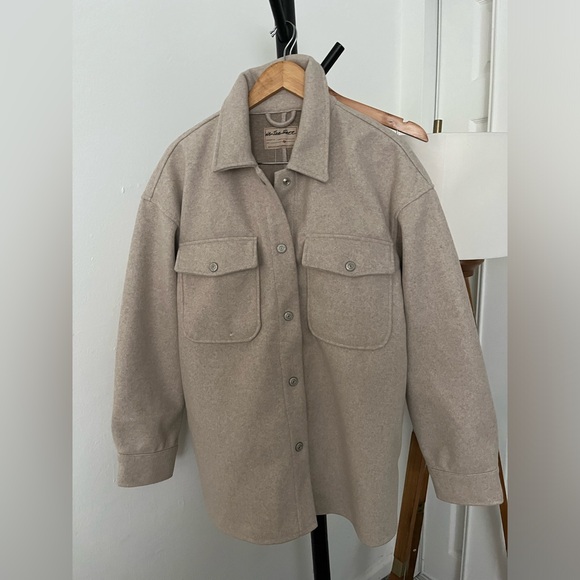 NWOT FREE PEOPLE WE THE FREE Lola Shirt Jacket | Beige/Melange MSRP $168 - Picture 7 of 11